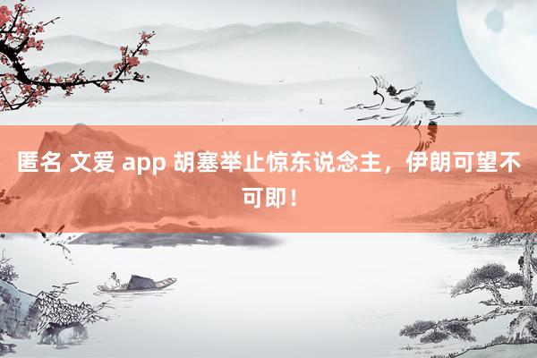 匿名 文爱 app 胡塞举止惊东说念主，伊朗可望不可即！