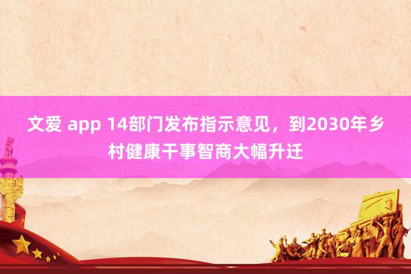 文爱 app 14部门发布指示意见，到2030年乡村健康干事智商大幅升迁