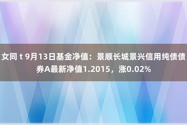 女同 t 9月13日基金净值：景顺长城景兴信用纯债债券A最新净值1.2015，涨0.02%