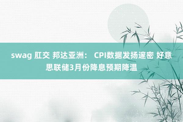 swag 肛交 邦达亚洲： CPI数据发扬邃密 好意思联储3月份降息预期降温