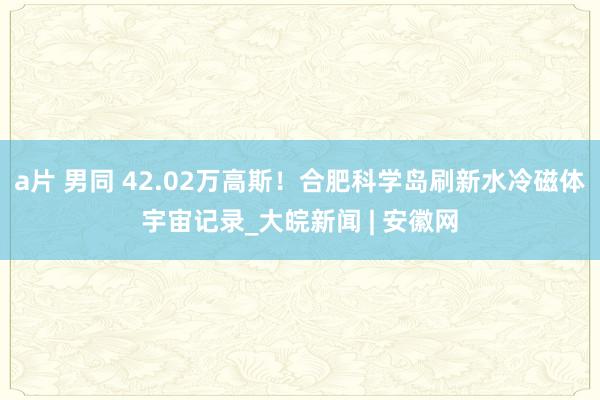 a片 男同 42.02万高斯！合肥科学岛刷新水冷磁体宇宙记录_大皖新闻 | 安徽网