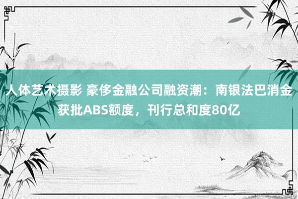 人体艺术摄影 豪侈金融公司融资潮：南银法巴消金获批ABS额度，刊行总和度80亿