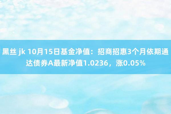 黑丝 jk 10月15日基金净值：招商招惠3个月依期通达债券A最新净值1.0236，涨0.05%