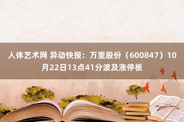 人体艺术网 异动快报：万里股份（600847）10月22日13点41分波及涨停板