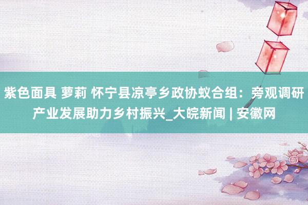 紫色面具 萝莉 怀宁县凉亭乡政协蚁合组：旁观调研产业发展助力乡村振兴_大皖新闻 | 安徽网