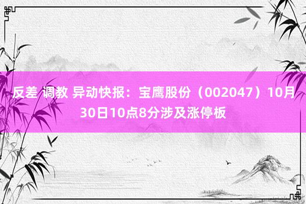 反差 调教 异动快报：宝鹰股份（002047）10月30日10点8分涉及涨停板