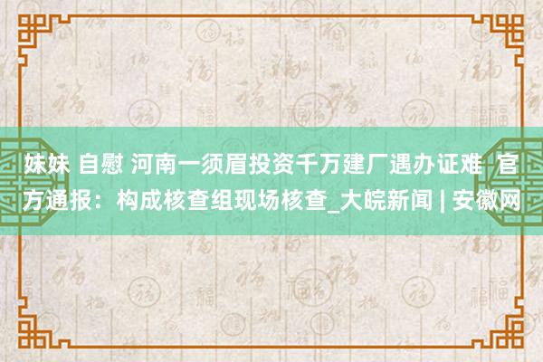 妹妹 自慰 河南一须眉投资千万建厂遇办证难  官方通报：构成核查组现场核查_大皖新闻 | 安徽网