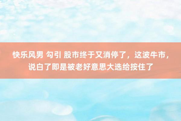 快乐风男 勾引 股市终于又消停了，这波牛市，说白了即是被老好意思大选给按住了