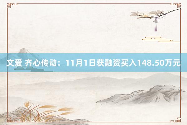 文爱 齐心传动：11月1日获融资买入148.50万元