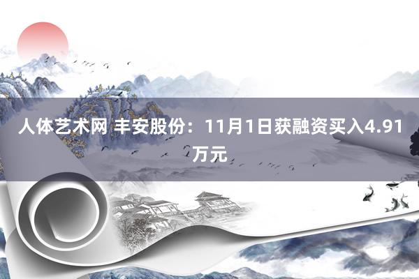 人体艺术网 丰安股份：11月1日获融资买入4.91万元