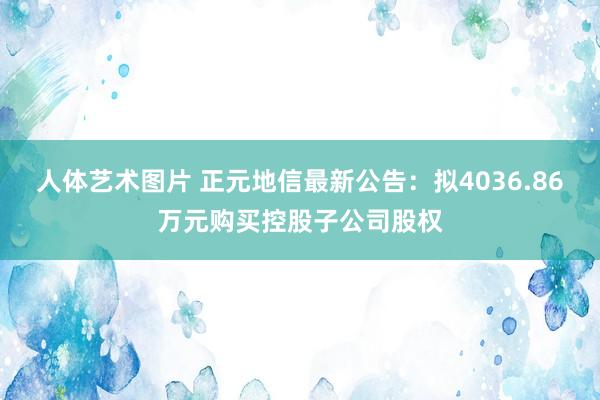 人体艺术图片 正元地信最新公告：拟4036.86万元购买控股子公司股权