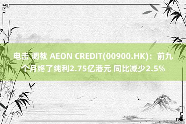 电击 调教 AEON CREDIT(00900.HK)：前九个月终了纯利2.75亿港元 同比减少2.5%