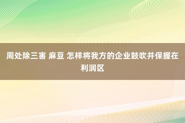 周处除三害 麻豆 怎样将我方的企业鼓吹并保握在利润区