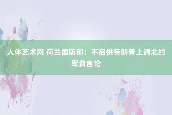 人体艺术网 荷兰国防部：不招供特朗普上调北约军费言论