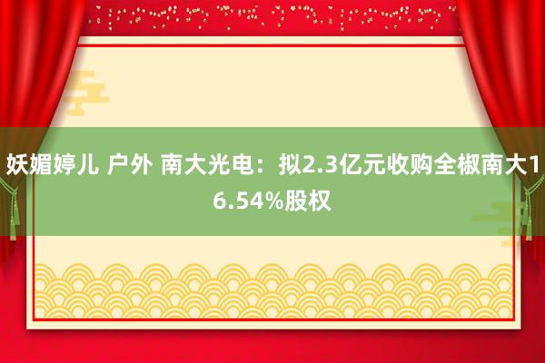 妖媚婷儿 户外 南大光电：拟2.3亿元收购全椒南大16.54%股权