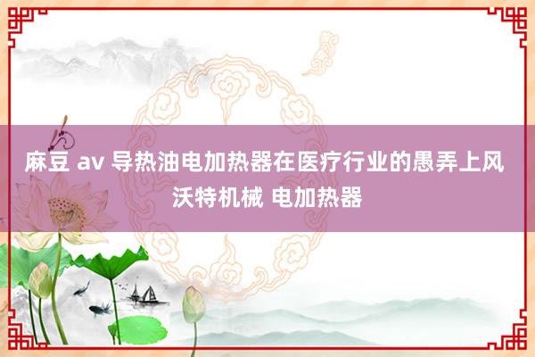 麻豆 av 导热油电加热器在医疗行业的愚弄上风 沃特机械 电加热器